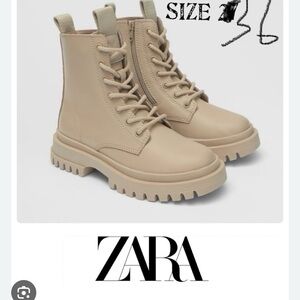 Zara Women's Beige Combat Boots